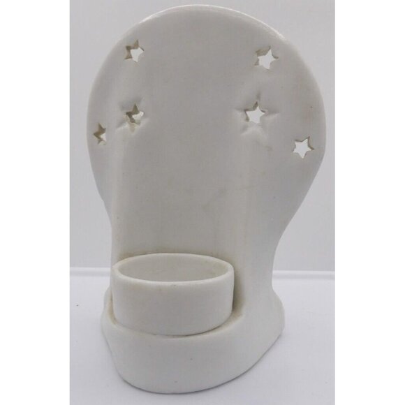 Nativity Candle Holder- Bisque Ceramic, Glittered & Silver Accents - Picture 4 of 5
